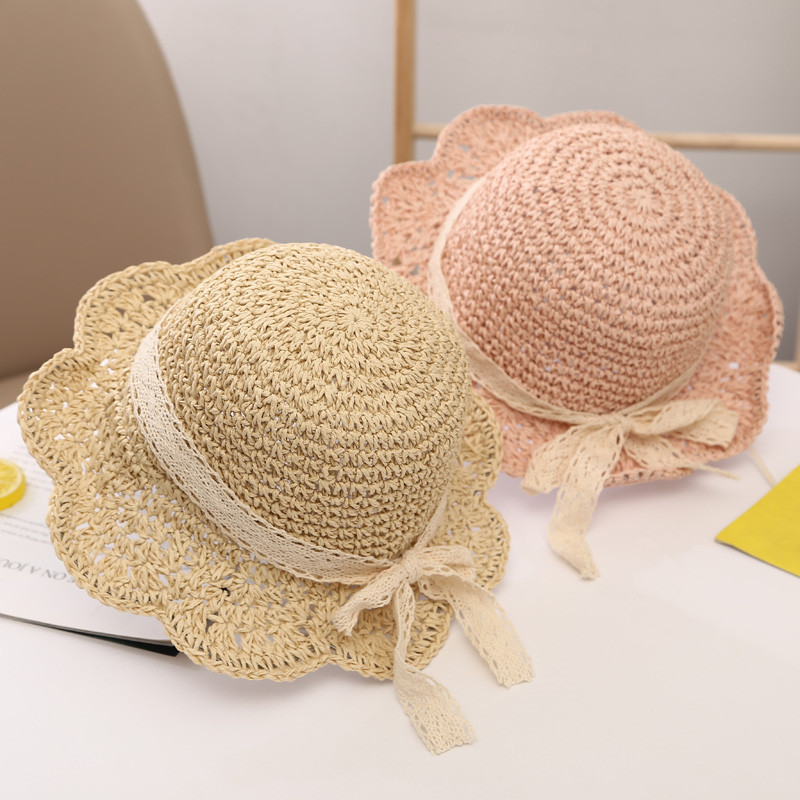Baby hat summer sun hat children's straw hat big brim sunscreen small fresh 1-5 years old 3 summer girls fisherman hat