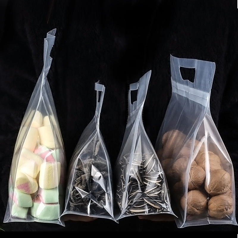 手提げ自封袋透明フロスト八辺封自立袋スナックナッツプラスチック密封袋食品包装袋|undefined