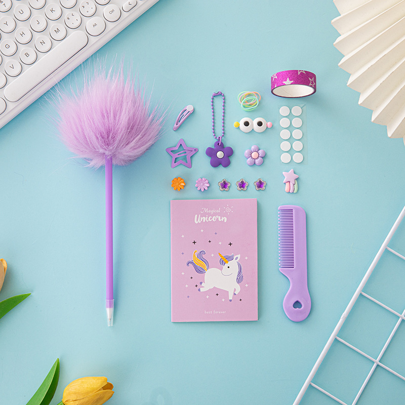 Cross-border new DIY toy plush pen stationery suit student prize gift diary suit