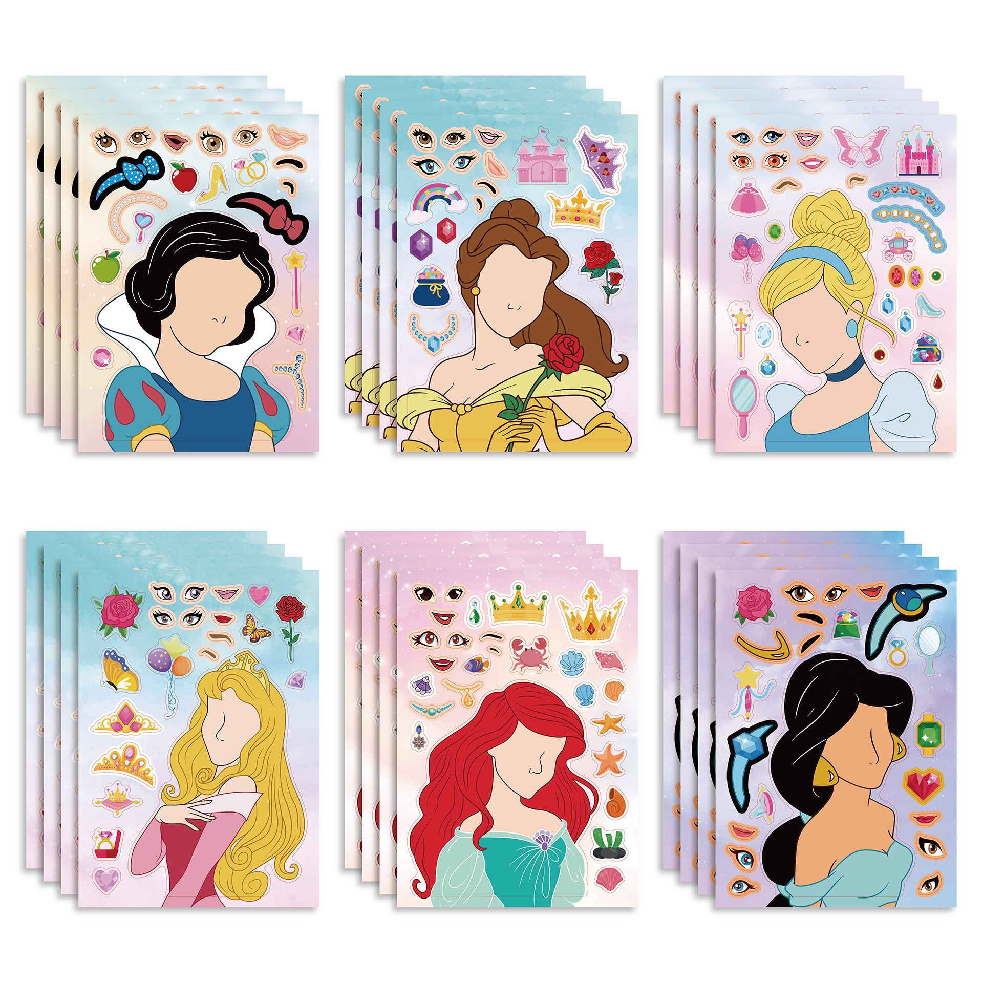CM2211010 Classic European and American Cartoon Princess Children's Cartoon Stickers Baby Girl Kindergarten Award Stickers Princess