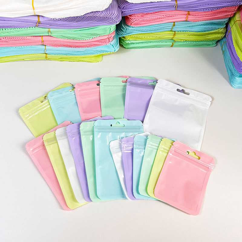 Self-sealing bag Macaron color packaging bag holographic bag thickened color jewelry Yin and Yang bone bag card sleeve goo plate sealed bag