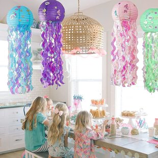 Jellyfish Lantern finished diy mermaid portable paper lantern ocean theme birthday party decoration props wholesale