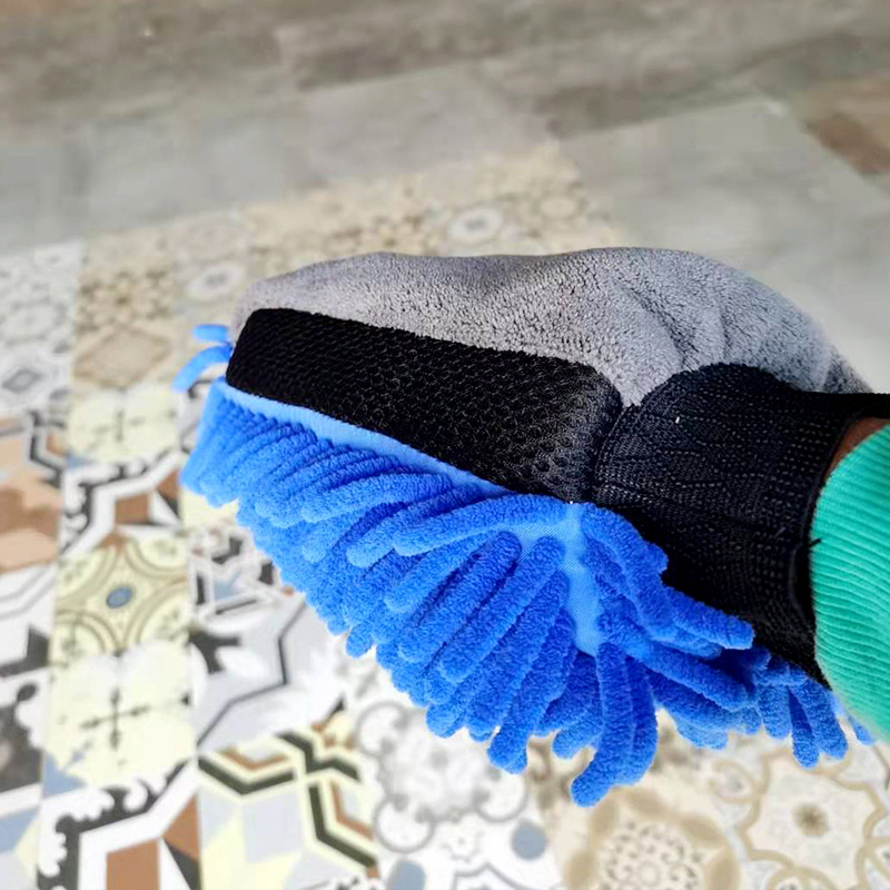 Wholesale chenille car wash gloves 100g thick not easy to damage the paint coral polishing double-sided car wash gloves
