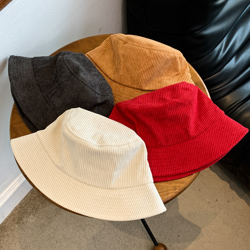Corduroy fisherman hat custom embroidered logo autumn and winter versatile Street outdoor sun protection basin hat printing