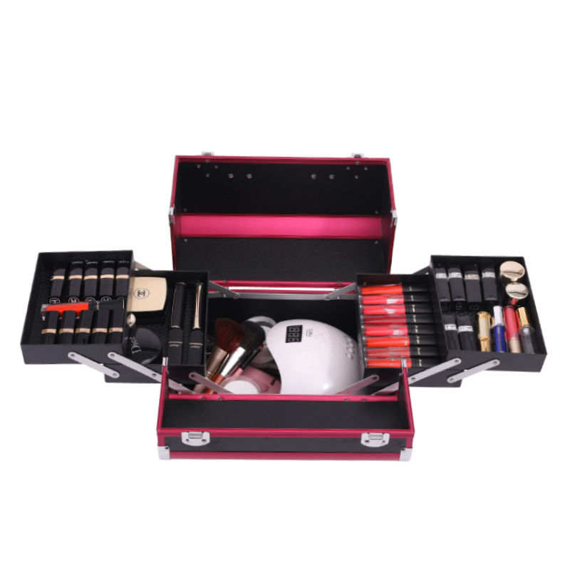 Factory spot storage box double open aluminum alloy portable cosmetic case nail case beauty salon toolbox specials