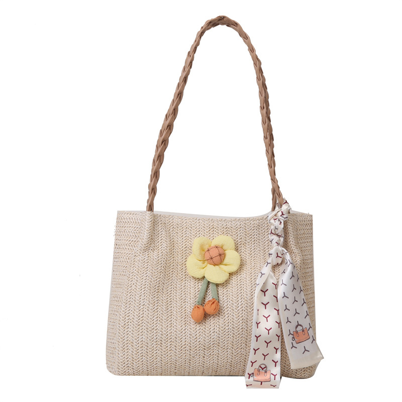 Woven Straw Bag Women's Large Capacity 2023 New Summer All-match Shoulder Bag Seaside Satchel Commuter Tote Bag