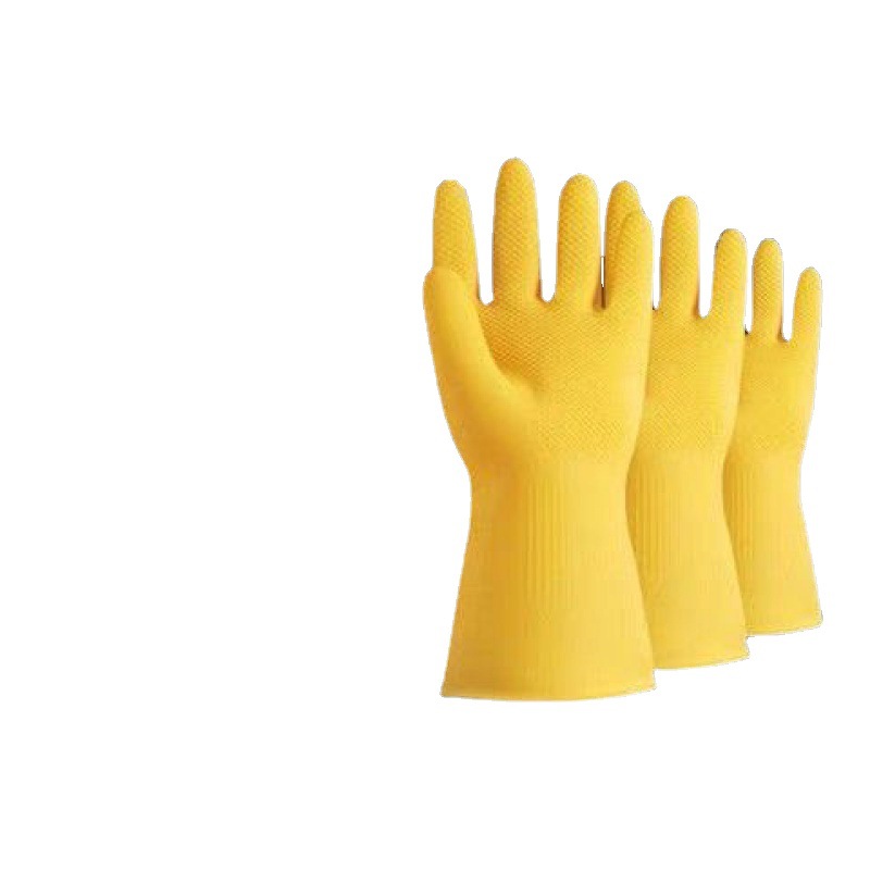 Waterproof gloves rubber wear-resistant latex cleaning kitchen dishwashing women thickened rubber household beef tendon color durable labor protection