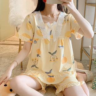 Cross-border summer Pajamas women's short-sleeved shorts sweet cute princess lace comfortable homewear suit Pajamas