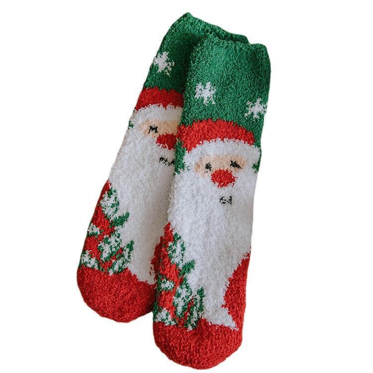 秋の冬のサンゴのベルベットのクリスマスの靴下のヘラジカの半分のベルベットの睡眠の床の靴下のかわいい日系サンゴのベルベットの靴下の中の靴下|undefined