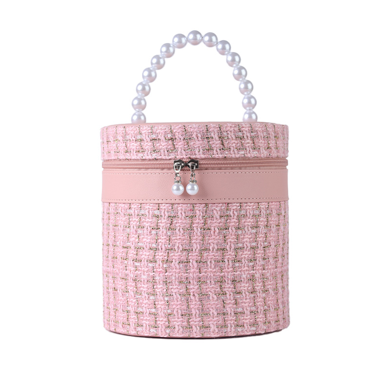 Factory Direct Sales light luxury Chanel style bucket bag large capacity cosmetic case storage box with hand gift wedding portable home
