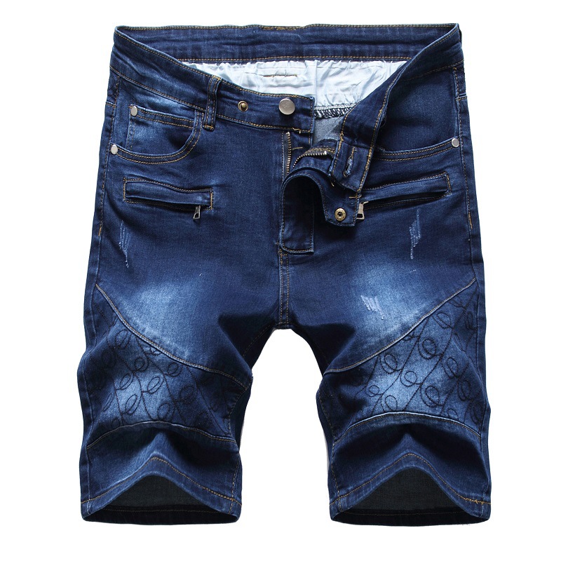 Cross-border Supply 2021 European and American Foreign Trade Jeans Embroidered Pants Stretch Holes Amazon Tricolor Trendy Men's Pants