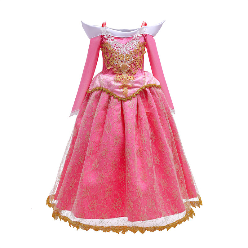 2023 Frozen Spring and Summer New Girls' Dress Children's Sleeping Beauty Arlo Princess Dress Stylish Dress
