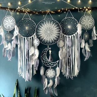 Cross-border Hot Selling Indian Dream Catcher Wind Chimes Handmade Feather Pendant Indoor Tassel Wall Hanging Wedding Decoration