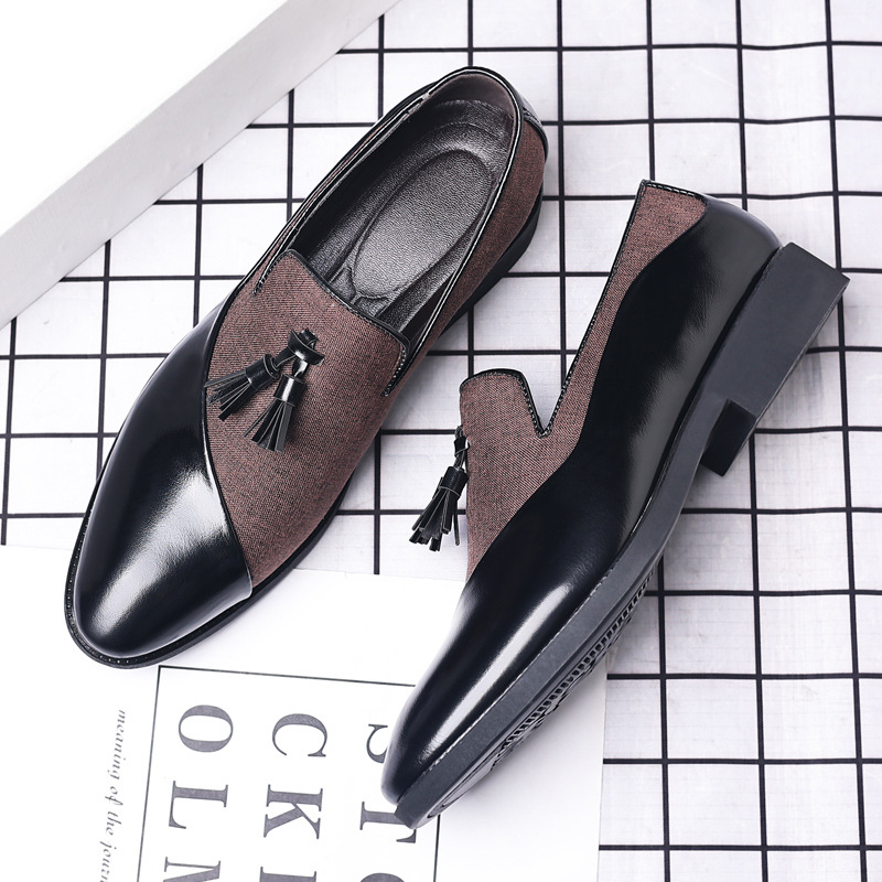 2023 New Leather Shoes Men's Business Dress Large Size Foot Cover Fashionable Casual Shoes Korean Style All-match Fashionable British Style