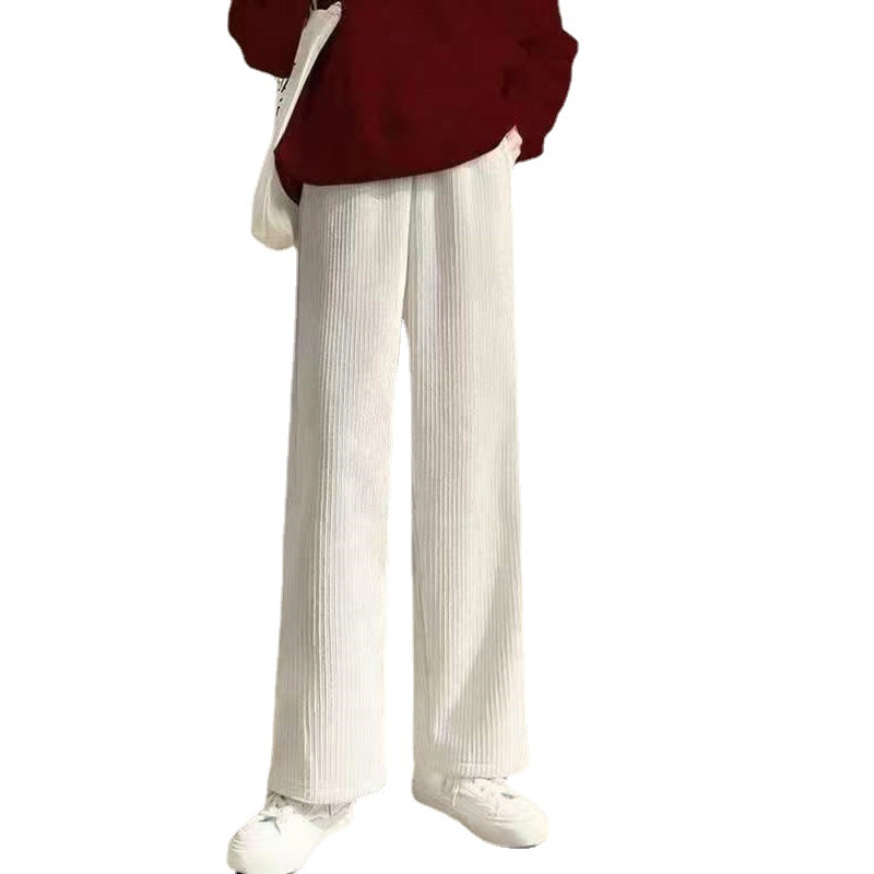 Autumn and Winter New Chenille Cream Pants Women's 2023 Corduroy High Waist Straight Drawstring Wide Leg Pants Dose Casual Pants