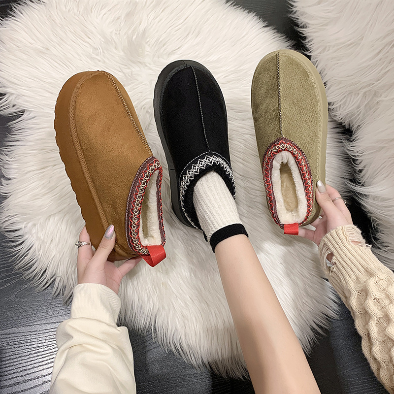 Snow boots 24 autumn and winter new foreign trade 43 yards fleece-lined warm thick-soled slippers platform bottom heel-less cotton shoes cotton boots