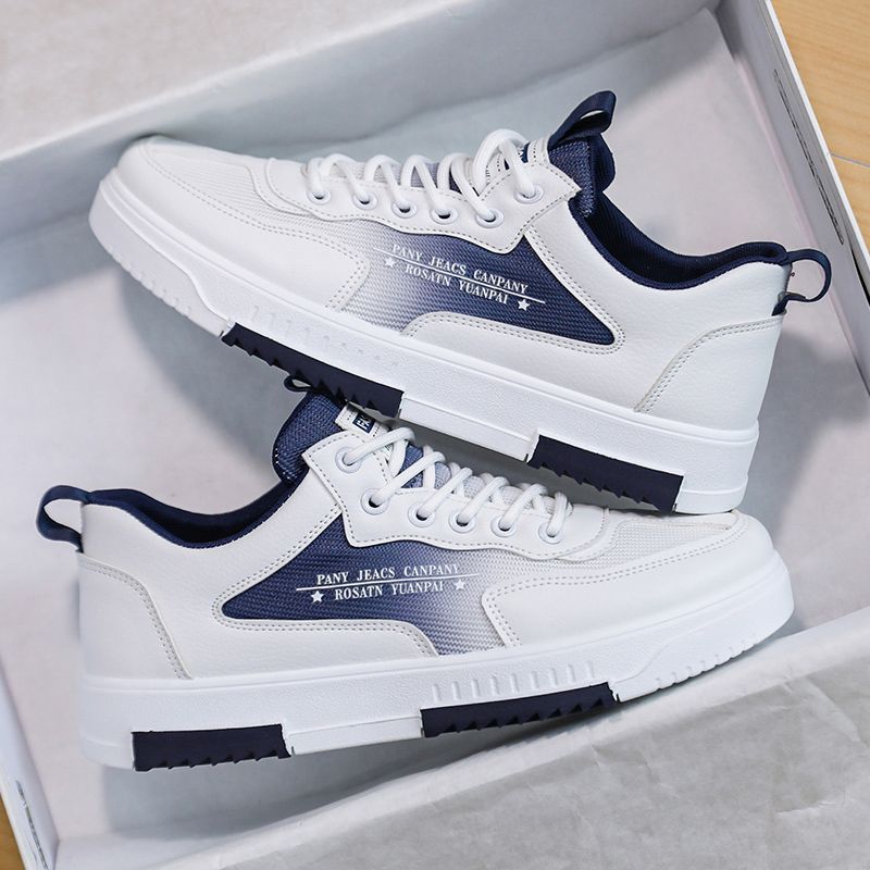All-match White Shoes Men's New Arrival 2024 Summer Casual Students Breathable Mesh Panel Shoes Fashionable Sports Height-increasing Men's Shoes