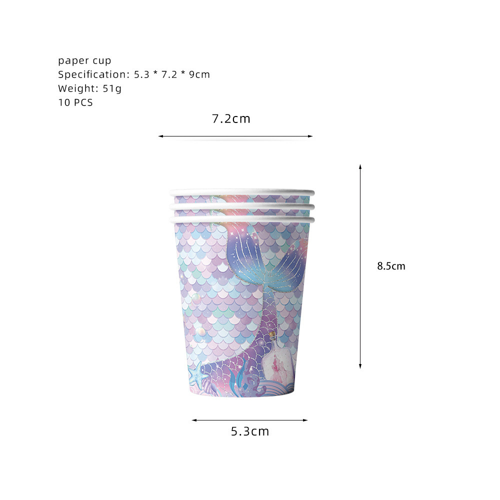 New Arrival Mermaid Party Fish Scales Birthday Party Theme Flag Towel Paper Tray Tableware Party Decorative Supplies