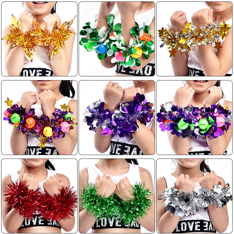 Children's Dance Table Performance Sequin Rubber Band Wrist Flower Bell Bracelet