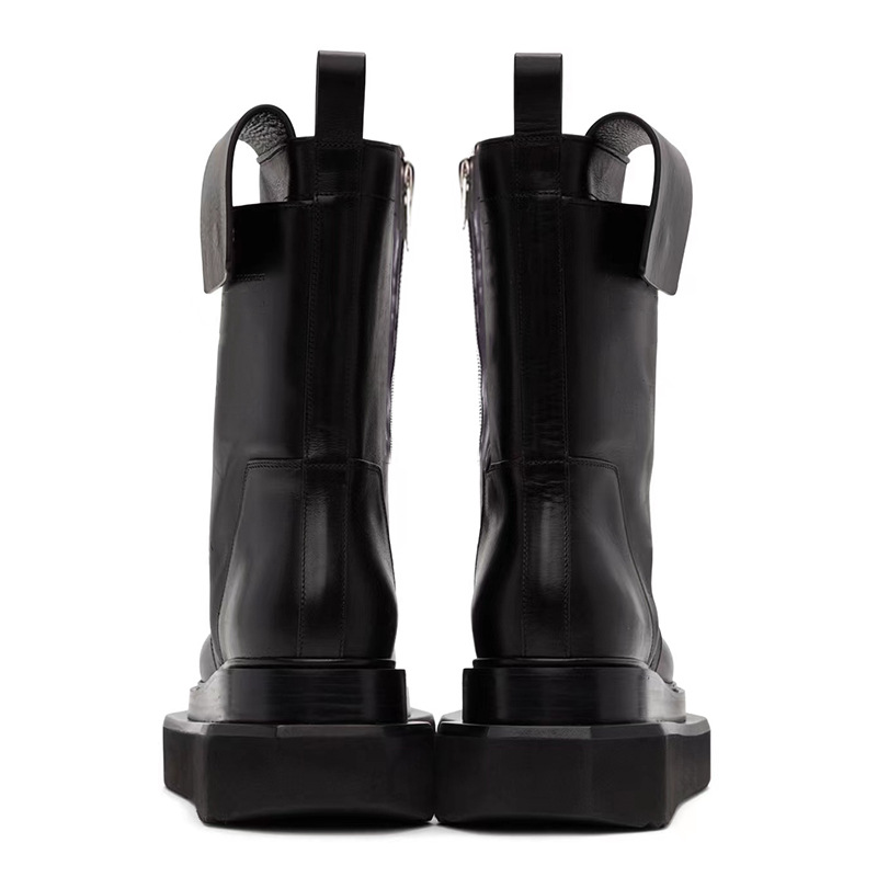 2023 autumn and winter trendy men's dark handsome model catwalk show concave embossed leather platform ro men's boots Martin boots