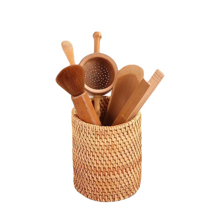 Vietnam Autumn Rattan Woven Straw Desktop Office Stationery Makeup Tea Ceremony Six Gentleman Accessories Storage Box Storage Pen