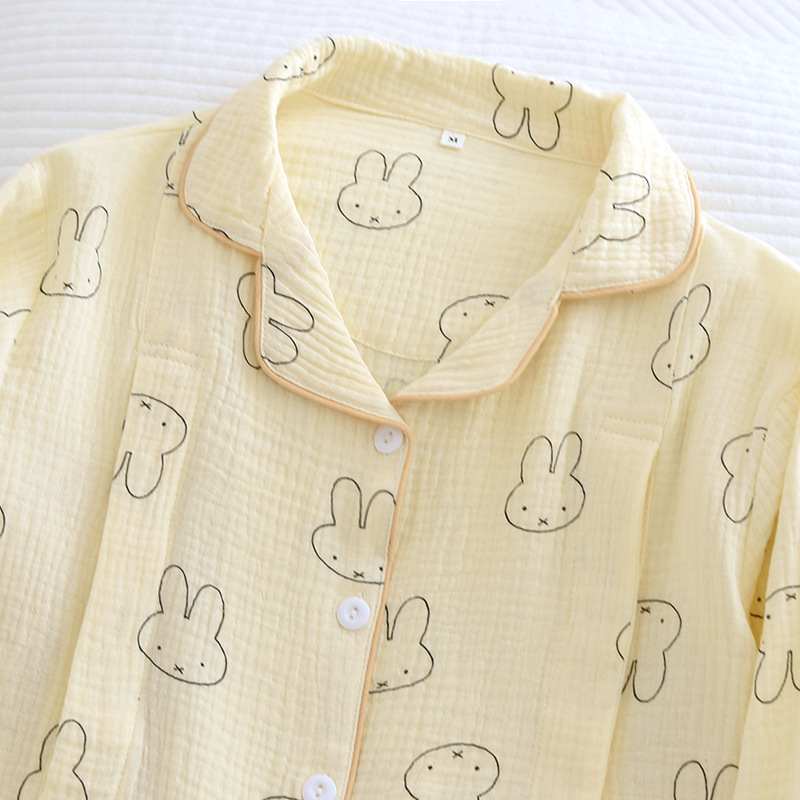 Summer cotton cotton yarn monthly clothing March postpartum spring cotton gauze pregnant women pajamas nursing summer 5