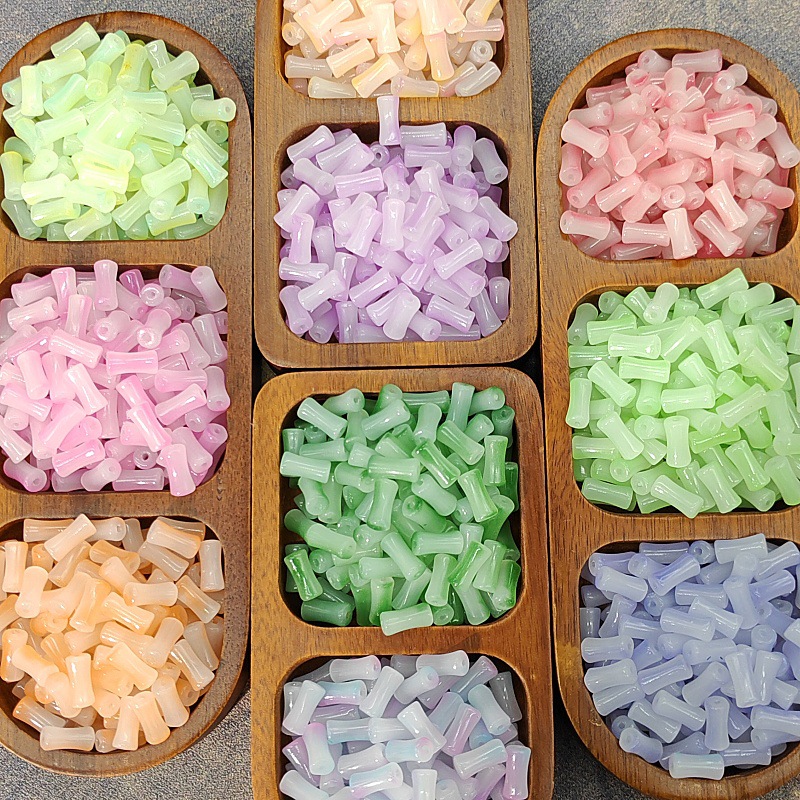 6X12mm Glass Gradient Bamboo Imitation Jade Beads Antique Bead Jewelry Handmade DIY Hair Accessories Bracelet Glaze