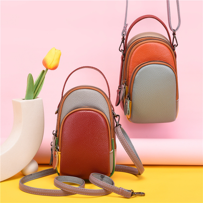 Genuine leather mobile phone bag women wholesale 2023 foreign trade new bags portable slung small bag head layer leather shoulder bag