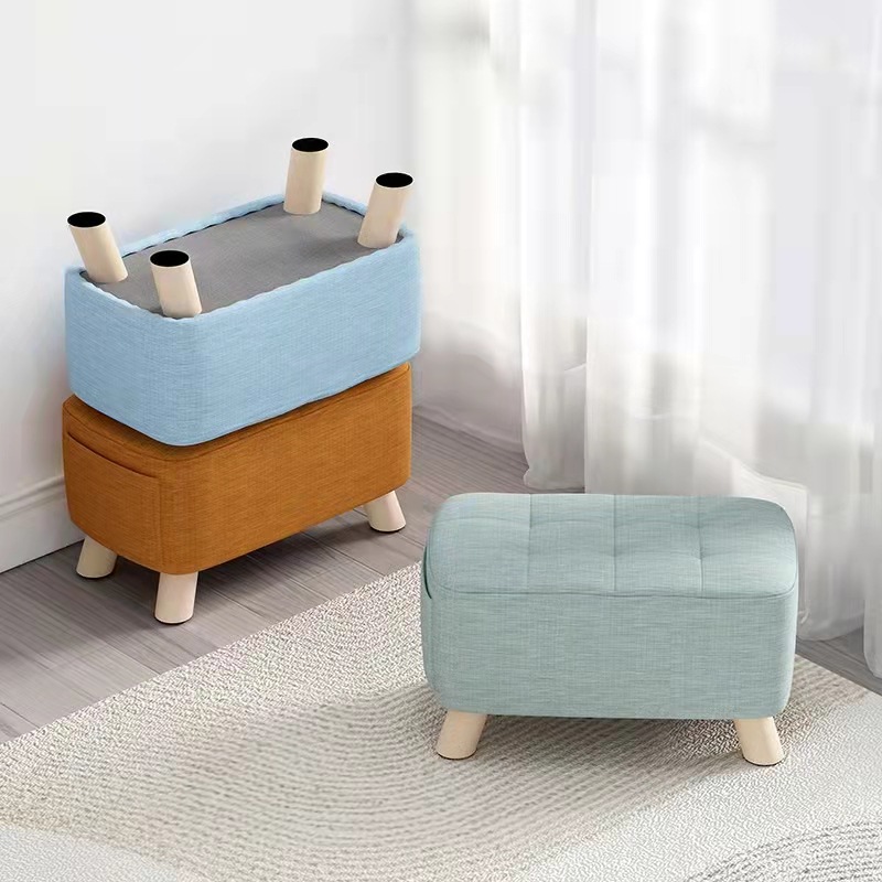Factory Supply Household Fabric Small Stool Household Living Room Bedroom Baby Stool Shopping Mall Shoe Changing Low Foot Small Bench