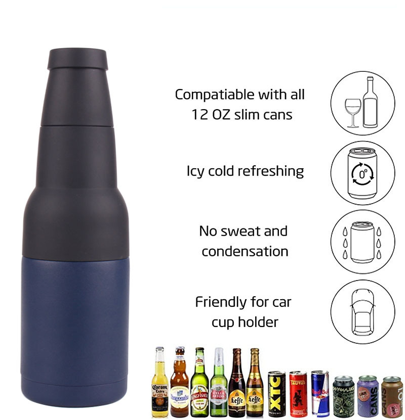 New 3-in-1 stainless steel double-layer vacuum Coke can beer bottle insulation cold tank cooler with bottle opener