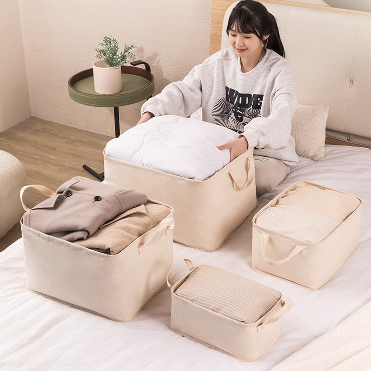 Clothes Storage Basket Fabric Toy Clothes Storage Box Household Canvas Japanese Foldable Dirty Clothes Basket Large Size