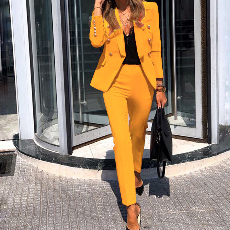 2024 cross-border popular women's clothing AliExpress Amazon spring new solid color fashion two-piece suit suit