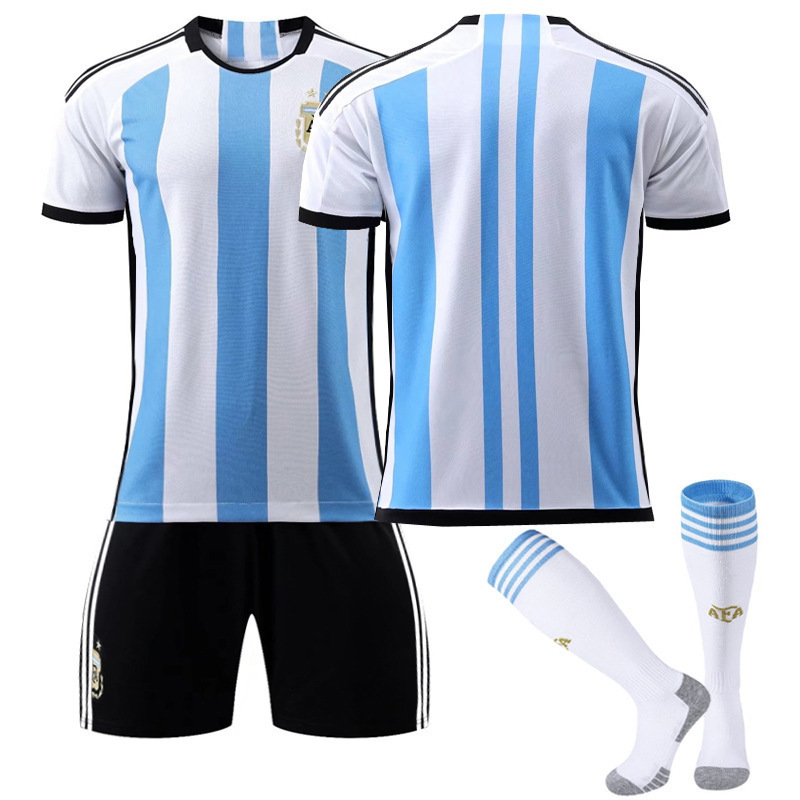 2022年ワールドカップアルゼンチンサッカー服10号メッシ正しいホームコートセット新型子供成人金|undefined
