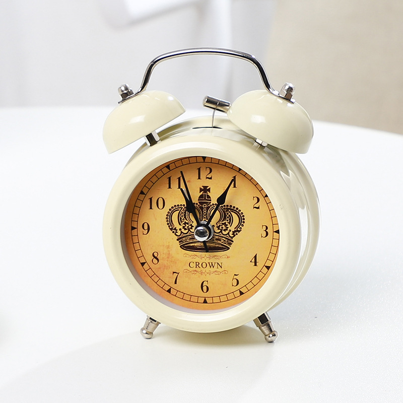 European-style Metal Clock Creative Mute Children's Electronic Alarm Clock Simple Living Room Bedroom Student Luminous Quartz Clock