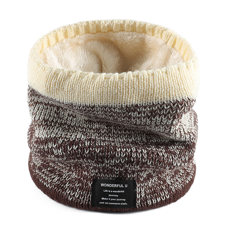 New Wool Knitted Scarf Women's Winter Warm Velvet Scarf Men's Thickened Gradient Couple's Personalized Collar