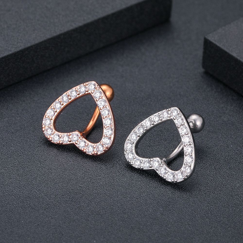 Cross-border new heart-shaped zircon navel nail navel ring puncture jewelry online wholesale