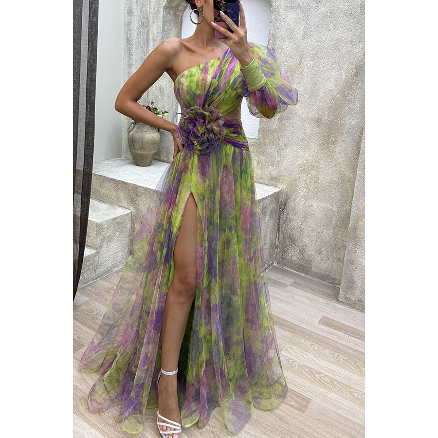 Cross-border 2023 Amazon European and American New Party mesh shoulder dress INS casual fashion dress women