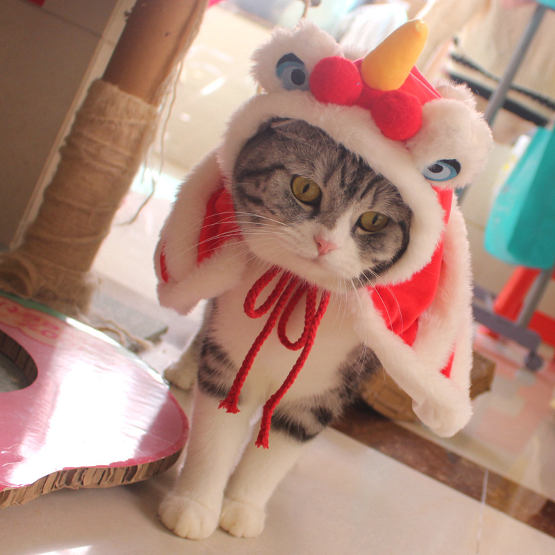 ペットのライオンのマントの子猫の服の猫の服の冬の保温のマントの猫の舞のライオンのマントの犬の変身する服|undefined