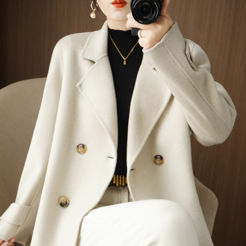 Autumn and Winter loose woolen cardigan coat short suit collar woolen coat elegant fashion trendy plus size women's clothing