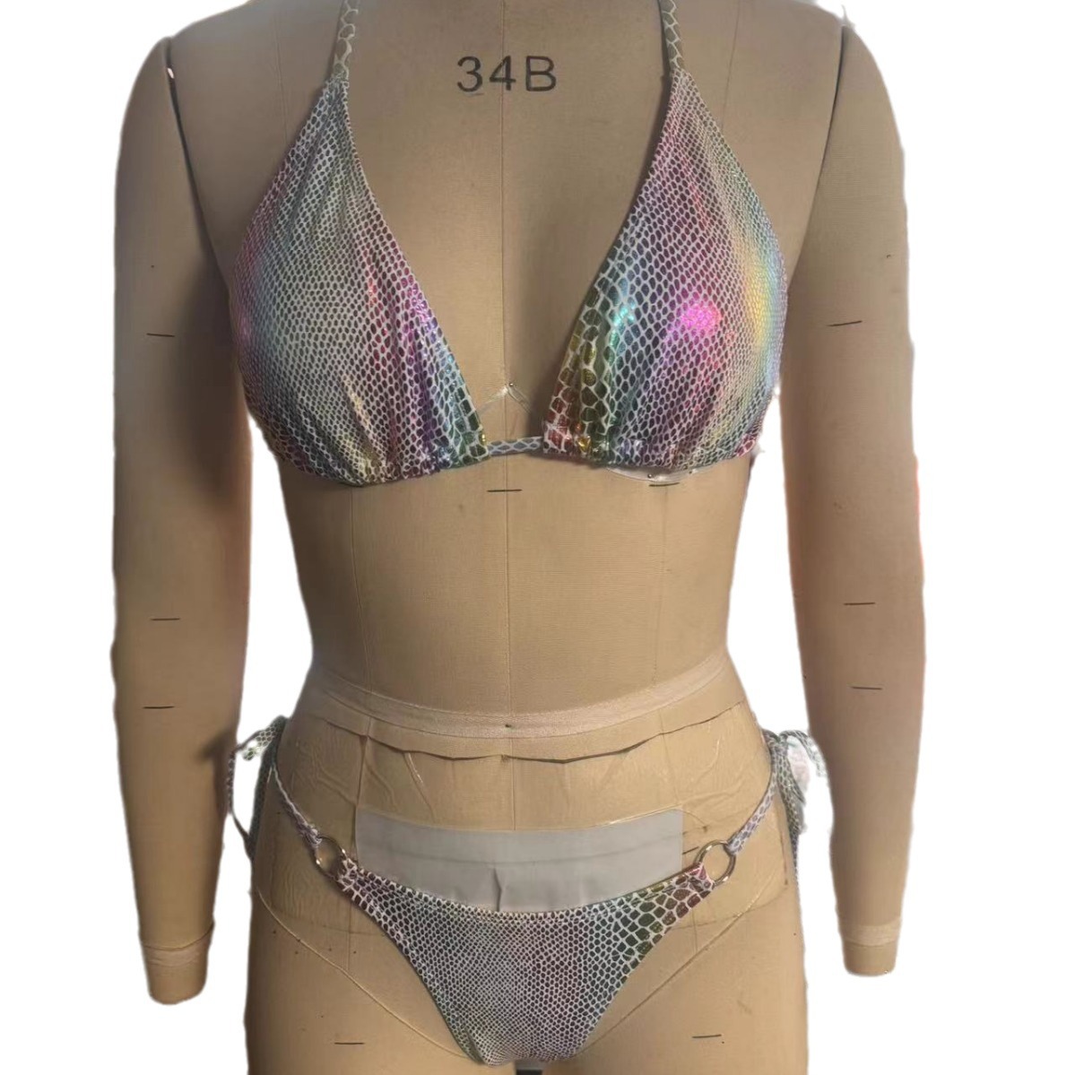 European and American style cross-border bikini color hanging neck strap sexy high-end backless swimsuit swimsuit women's new hot sale