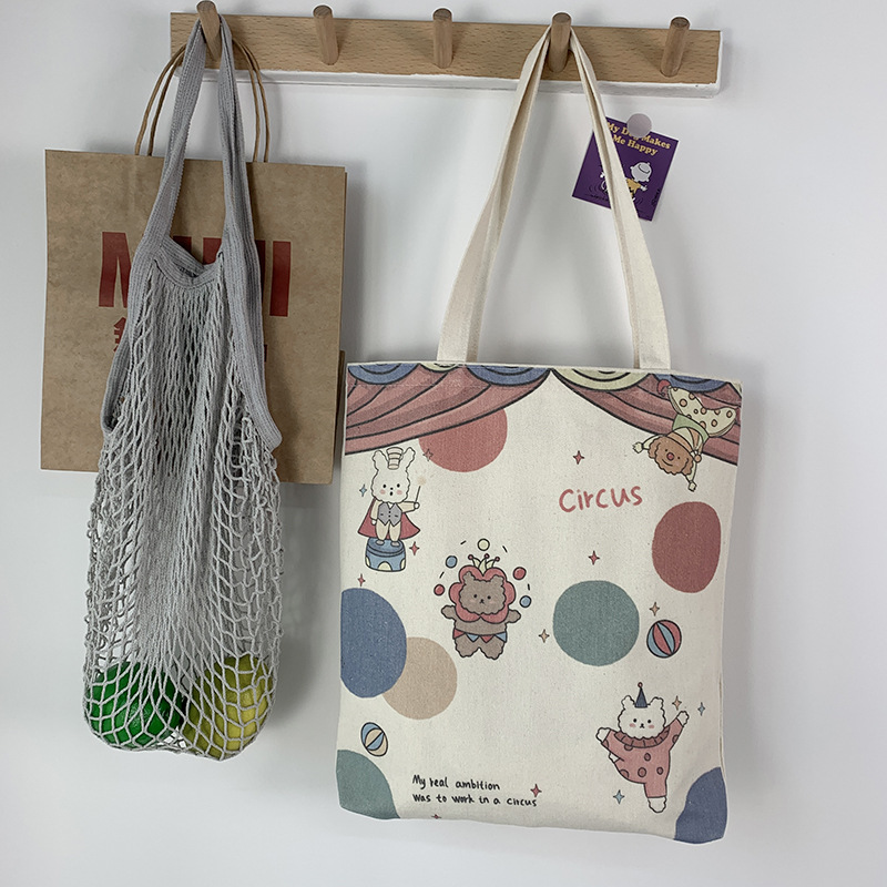 Canvas Bag Women's Single Shoulder Japanese Style Niche ins Large Capacity Student Class Portable Korean Style All-match Cute Shopping Bag
