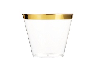 Cross-border 9oz Phnom Penh disposable plastic cup manufacturers PS thickened Aviation Cup 9oz gold