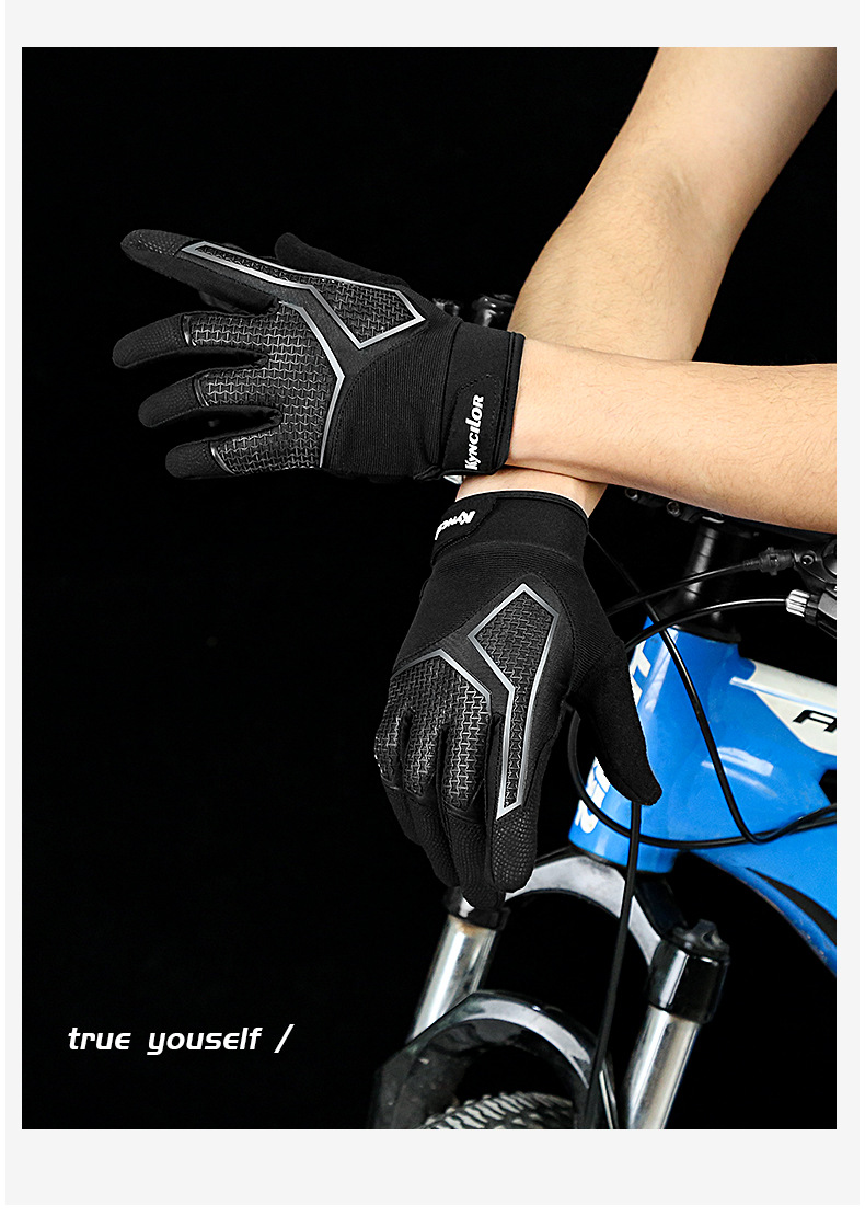 Tactical gloves Sports outdoor spring and autumn cycling gloves long finger microfiber sunscreen wear-resistant anti-slip shock absorption_voghion.com