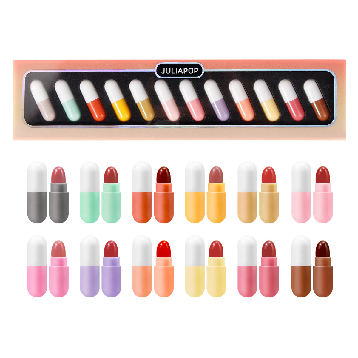 Cross-border JULIAPOP capsule lipstick set explosions recommended ins12 color mini lipstick set Wholesale