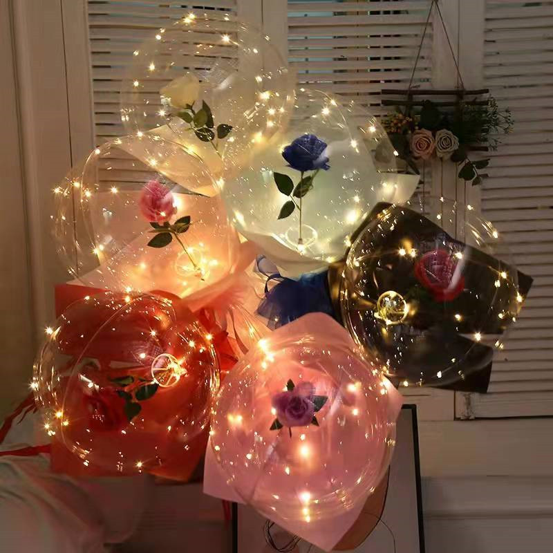 New Luminous Rose Bouquet Night Market Luminous Wave Ball Toy Tanabata Valentine's Day Confession Balloon Wholesale