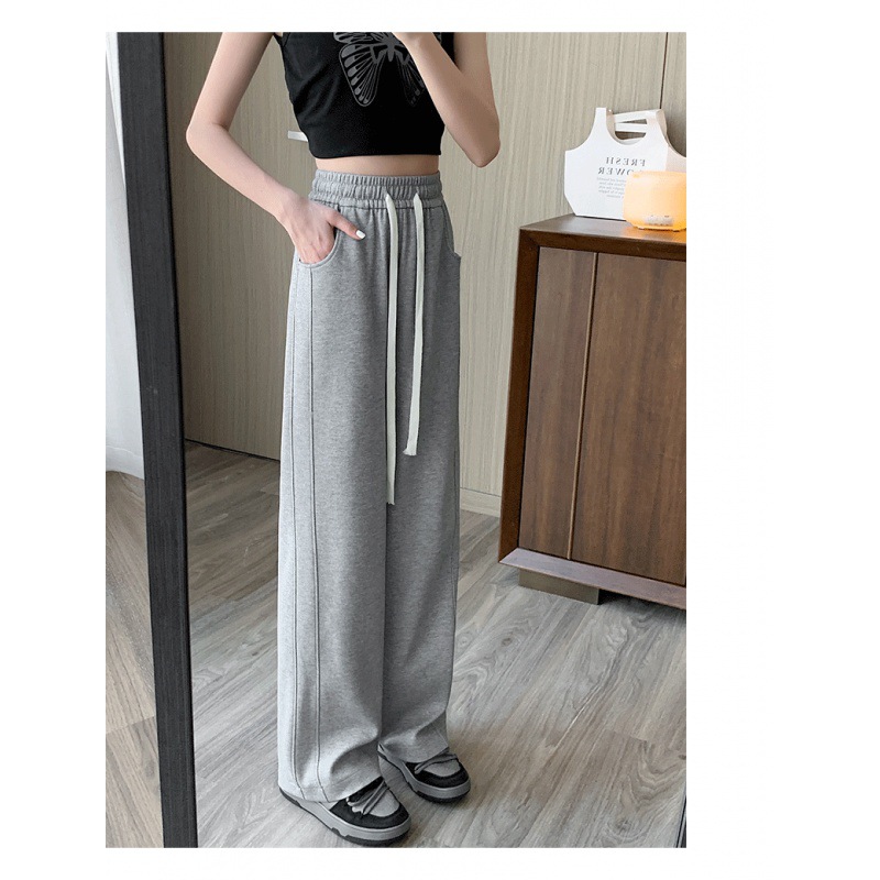 White Wide Leg Pants Women's 2023 New Spring Autumn Summer High Waist Dosing Loose Casual Straight Pants Banana Sports Pants