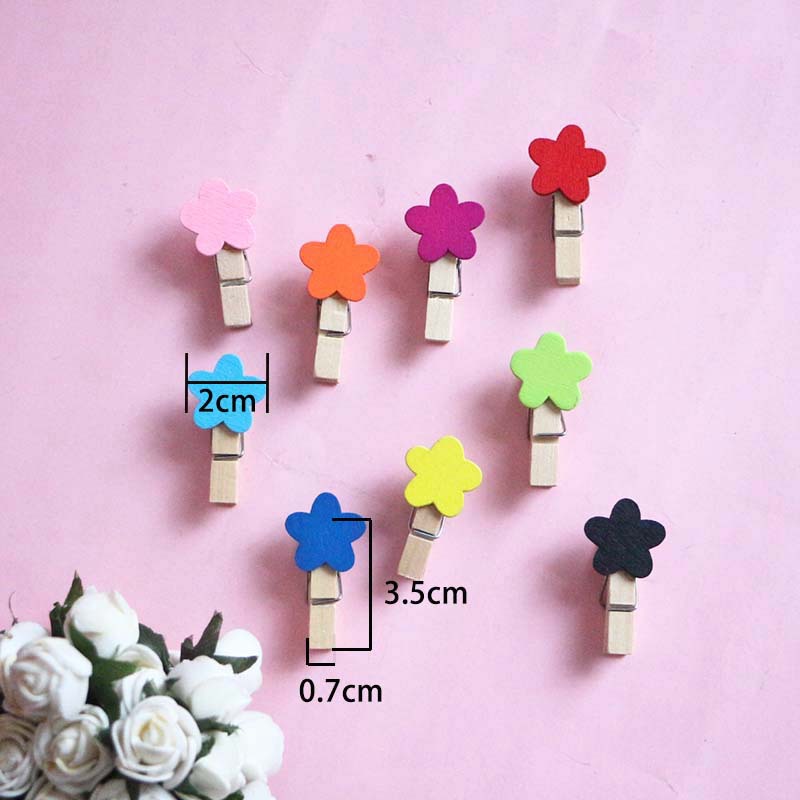 Cute Wooden Petal Flower Clip Storage Clip Couple Student Desktop Dormitory Photo Wall Decorative Notes Clip