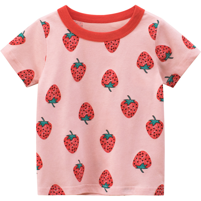 27 Korean children's clothing 2024 summer new girls strawberry short sleeve T-shirt wholesale baby clothes a consignment