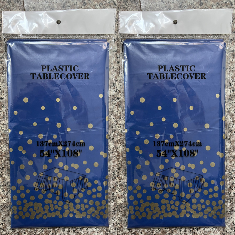 Blue and Gold Rectangular Tablecloth 54*108 inch Holiday Party Disposable Tablecloth Golden Banquet Decoration Batch