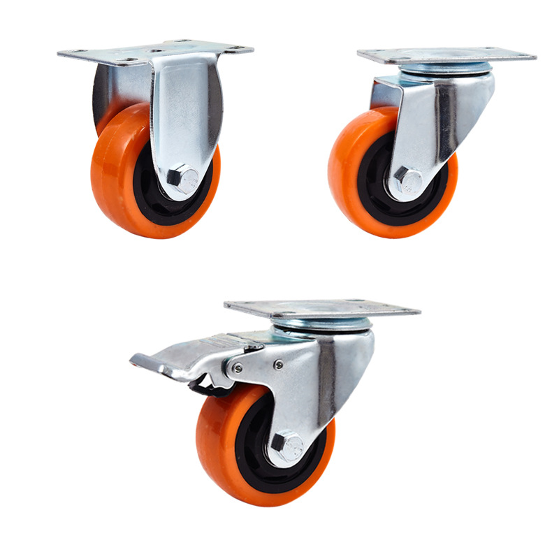 Cross-border wholesale 345-inch medium-sized flat-bottomed steering roller orange flower air box machinery casters